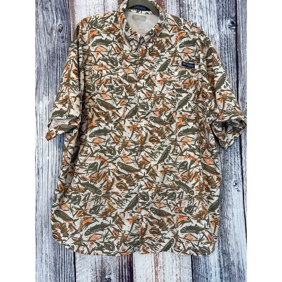 Columbia PFG Short Sleeve Mens 3XL Super Tamiami Fish Design - Picture 1 of 10